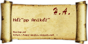 Hápp Anikó névjegykártya